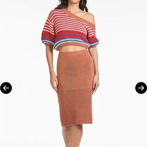 Sachin + Babi Orange Ribbed Crop Top Midi Casual